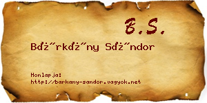 Bárkány Sándor névjegykártya