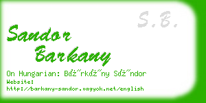 sandor barkany business card